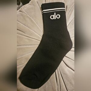 ALO Yoga Black Crew Athletic Socks with White Stripe (Pick One)